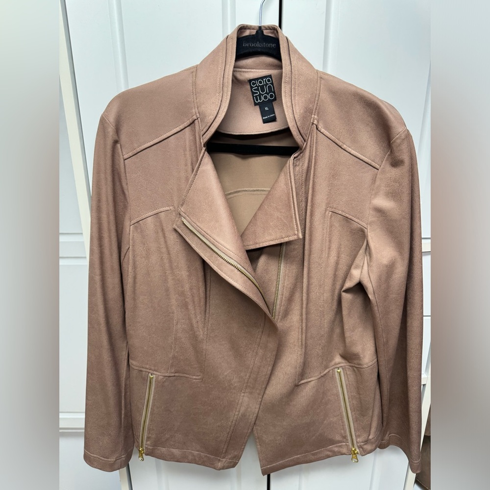 Clara Sunwoo Liquid Leather Jacket- stone brown